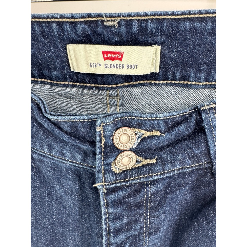 Levis 526 Slender Bootcut Jeans Dark Wash Double Button Flap Pocket 14S W32 L30 - Picture 3 of 7